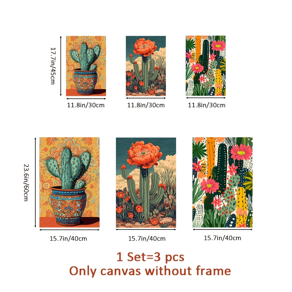 3pcs boho style frameless canvas wall art set vintage - Temu