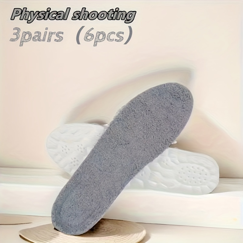 TEMU 3 Pairs (6pcs) Of Winter Thickened Insoles: Soft And Thick, With Flannel Lining To Enhance . Are An Excellent For Outdoor Work And Indoor