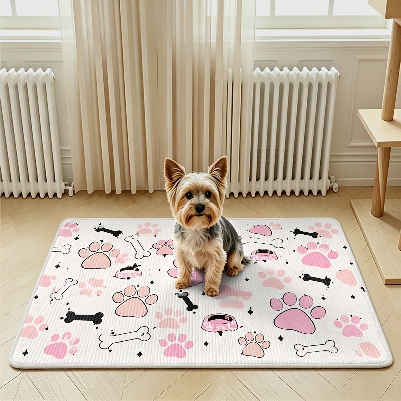 TEMU 1pc Non-slip Quick-dry Washable Dog Crate Mat And Kennel Mat, Trendy Absorbent Printed Pet Bed, Playpen Mat For Cats And Dogs, Pet Mattress, Dog