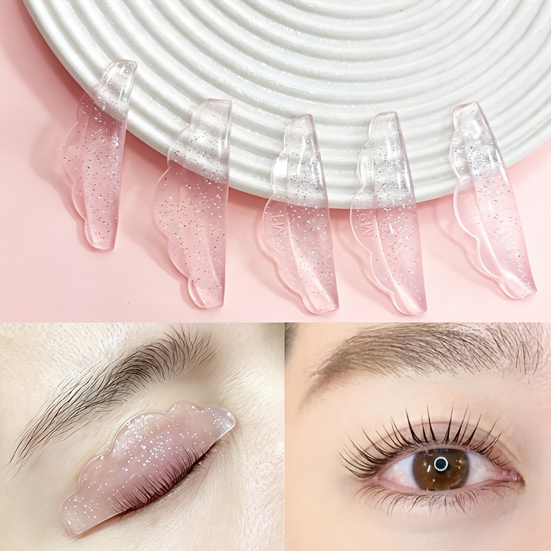 TEMU 5 Pairs Lash Lift , Reusable Translucent Silicone Pads, Self-adhesive Eyelash Lift Tools, Keratin Lashes Lift Pads, Suitable For Home And Salon