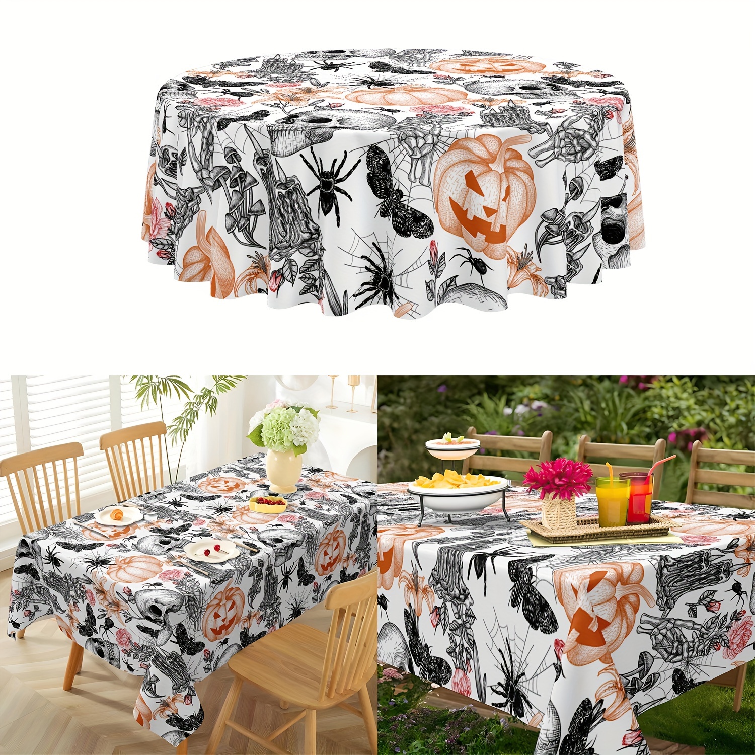 

Halloween Tablecloth - & -, Round Polyester , , And For Fall Decor
