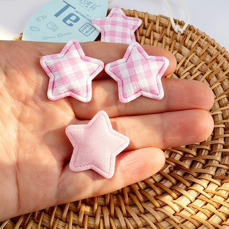 TEMU 24 piezas de apliques de tela a cuadros de 3 cm con estrellas para scrapbooking y parches decorativos para accesorios decorativos de bricolaje