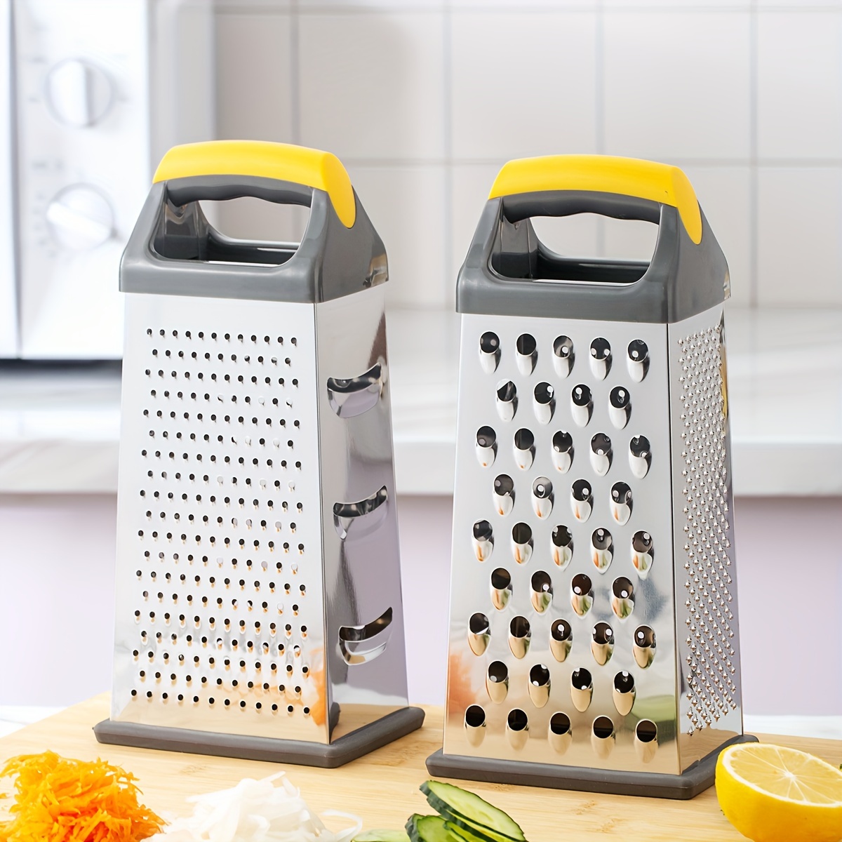 

9-inch Stainless Steel Box Grater - Multifunctional Vegetable & Cheese , Manual Food With 4 Sides For Kitchen Use