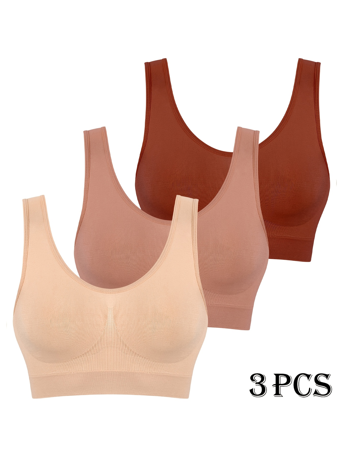 3pcs womens   single layer thin non padded shock absorbing sports bras