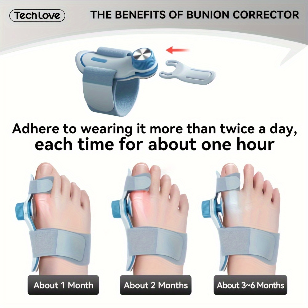 2pcs Adjustable Corrector for Men & Women - Toe Straightener with Anti-Slip Heel Strap, Silicone Pad, and 3 Splint Settings (0°, 7.5°, 15°) for Left & Right Feet