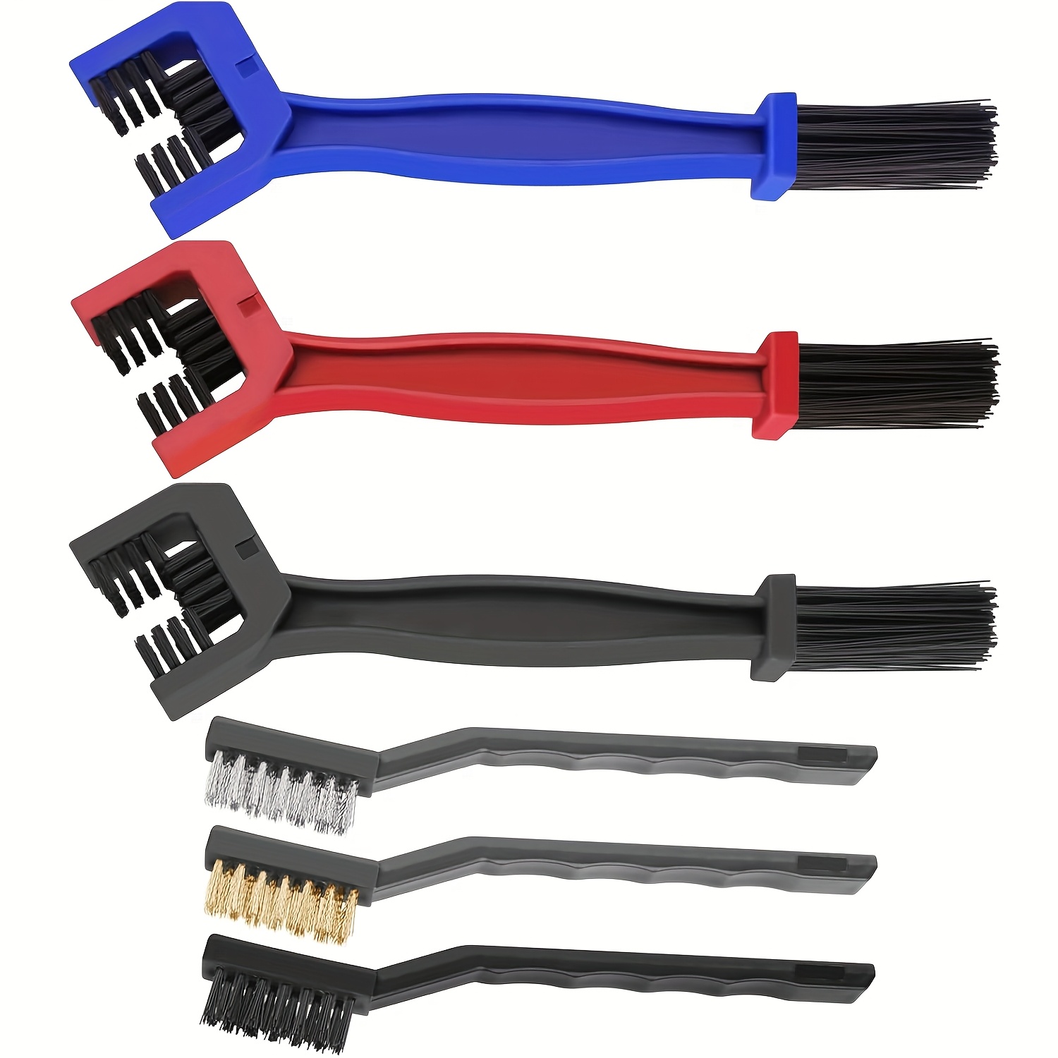 Image of Pack Of 6 Chain Cleaning Brush, Chain Cleaner Brush, Chain Cleaner Motorcycle, Chain Cleaner Bicycle Chain, Motorcycle Bicycle Maintenance Tool