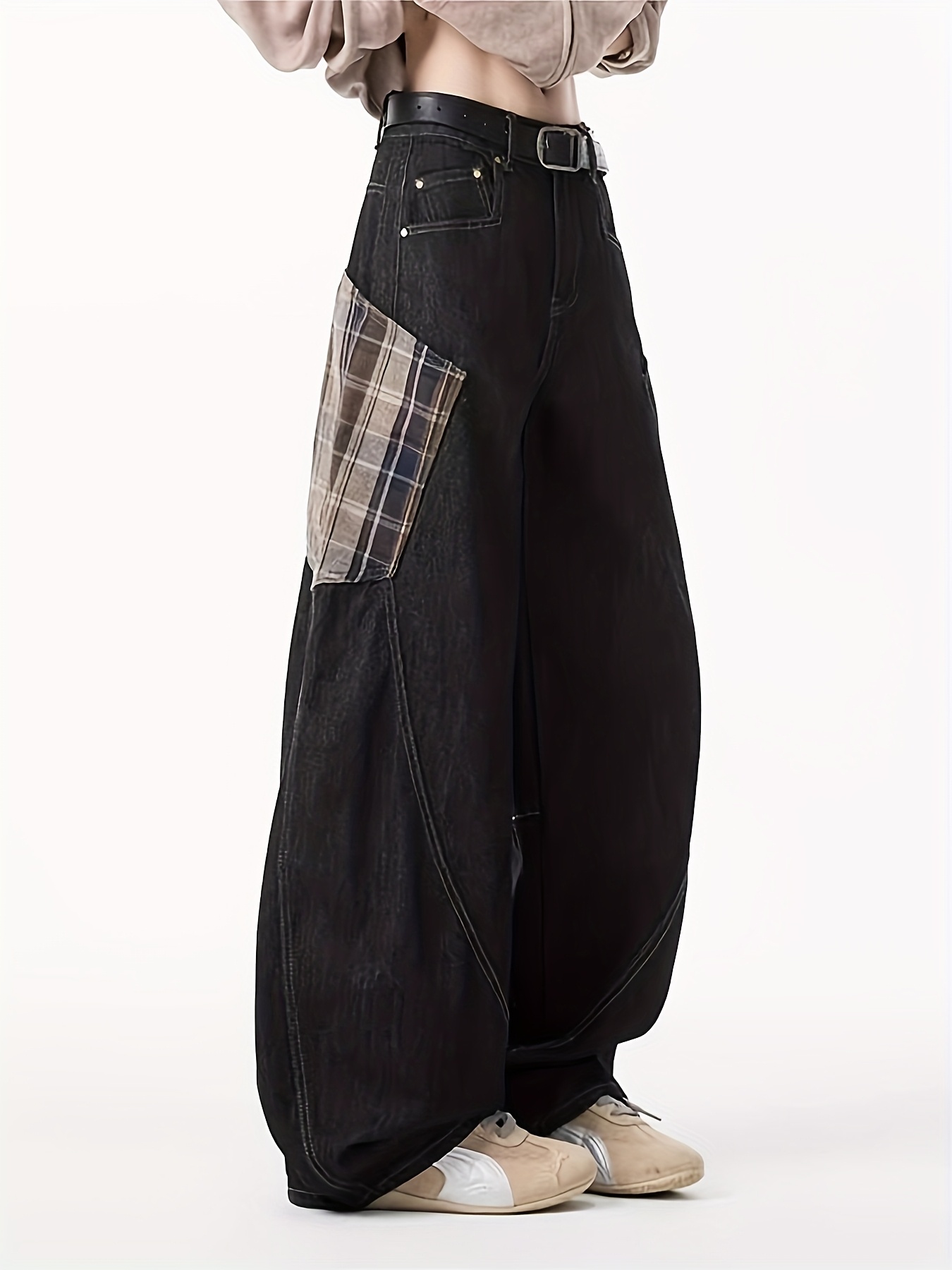 mens loose fit denim non stretchy vintage streetwear Temu