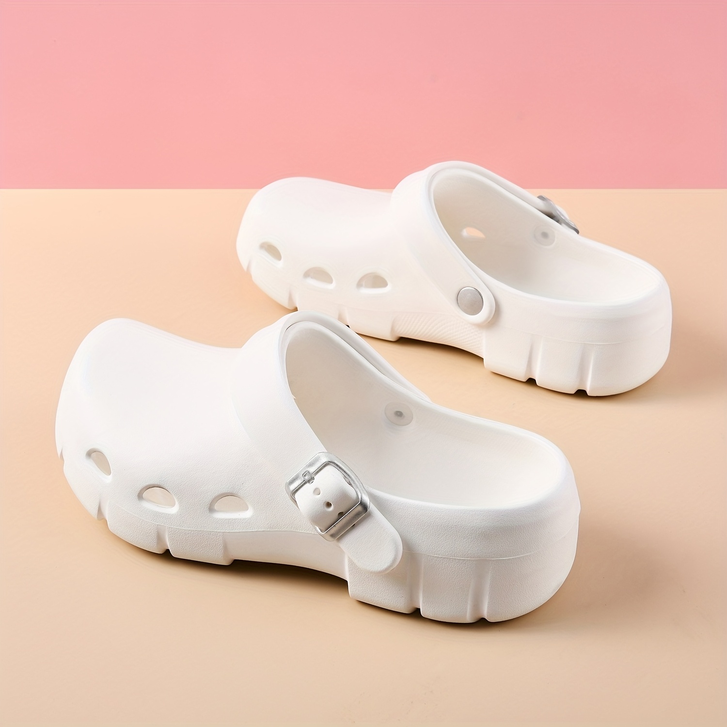 White Slip-On Clogs with Cutout Design womens fashion solid color eva clogs slides casual - Temu  main image 2