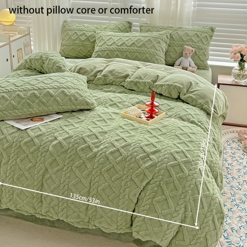 3pcs Minimalist 210g Velvet And 130g Dual-layer Duvet Cover Set, Includes 1 Duvet Cover And 2 Pillowcases