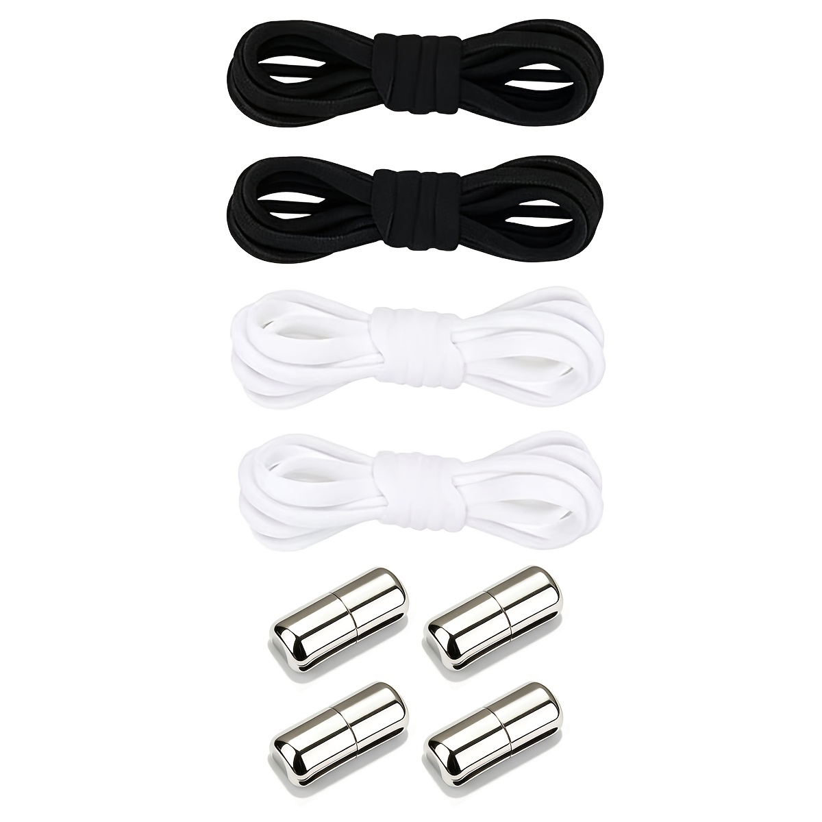 TEMU 2-pair Pack Of No-tie Elastic Shoelaces, Suitable For Sneakers, Elastic Cordless Shoelaces For Everyone, Fits All