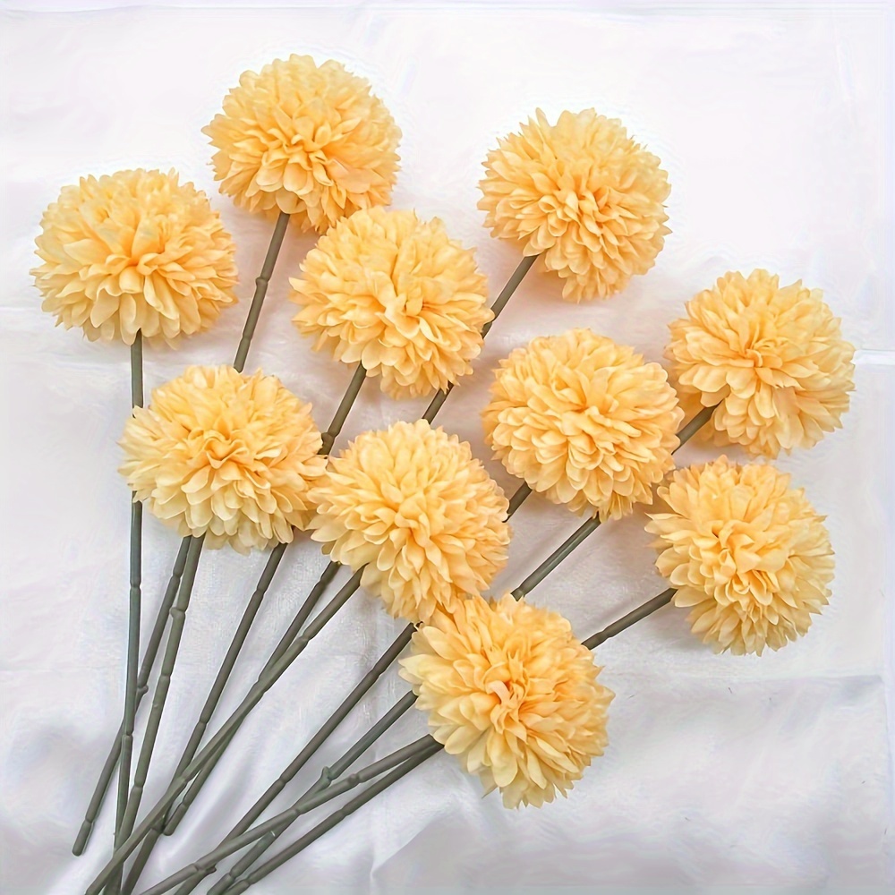 TEMU 20pcs Artificial Chrysanthemum Flower Bouquets - Realistic Fake Flowers With Blooming Buds, Table Centerpieces For Wedding, Home, Party,