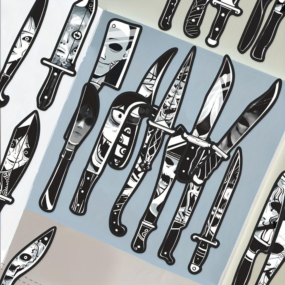 TEMU 30pcs Horror Knife Series Bookmarks - Gothic Paper Bookmarks For Decorating Books, Marking Novels, Calligraphy, Painting, Secretaries, Textbooks