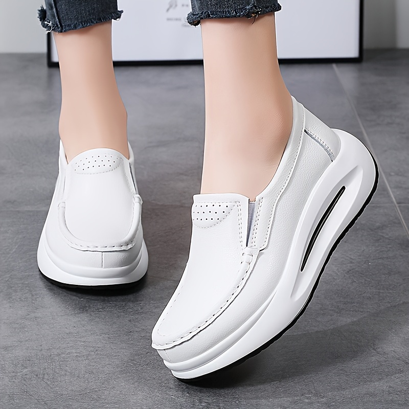 Wedge White Slip On Loafers Womens Cover Women's Slip-On Loafers
