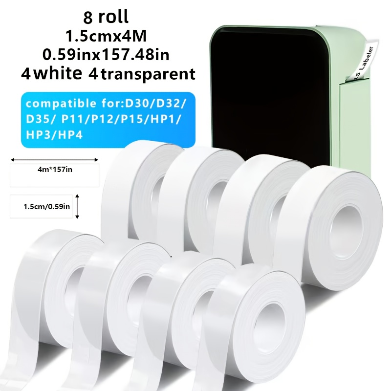 1280 Labels D30 P15 Thermal Paper Transparent White