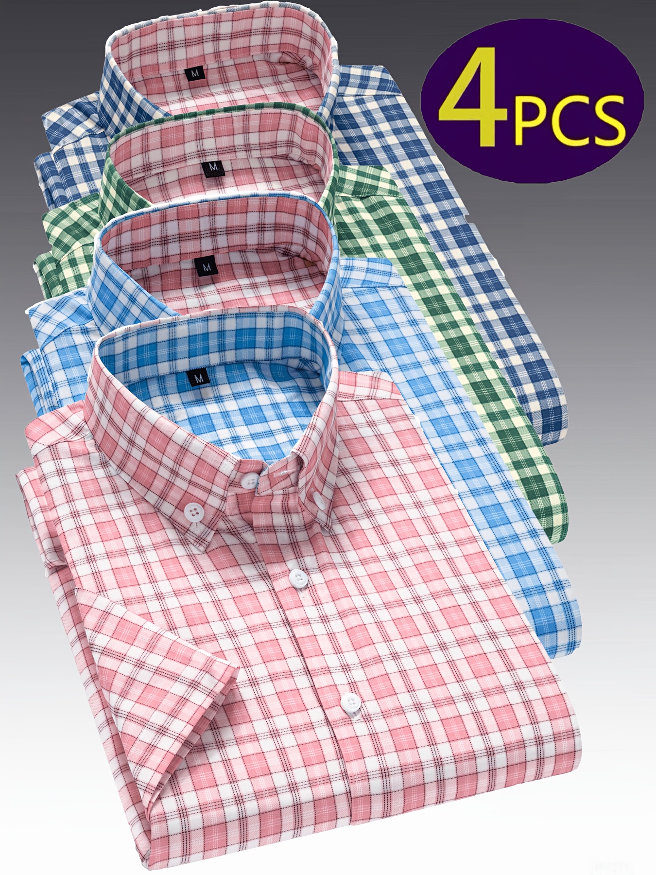 christmas gift 4pcs set of mens new summer casual short sleeve shirts lapel button up comfortable and breathable suitable for commuting and outdoor dining