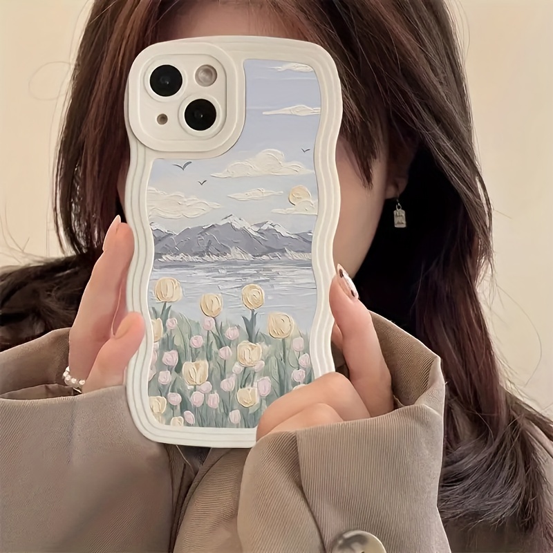 

Tulip Flower Landscape Oil Painting Phone Case Suitable For 7 8 X Xs Xr 11 12 13 14 15 Plus Pro Pro Max