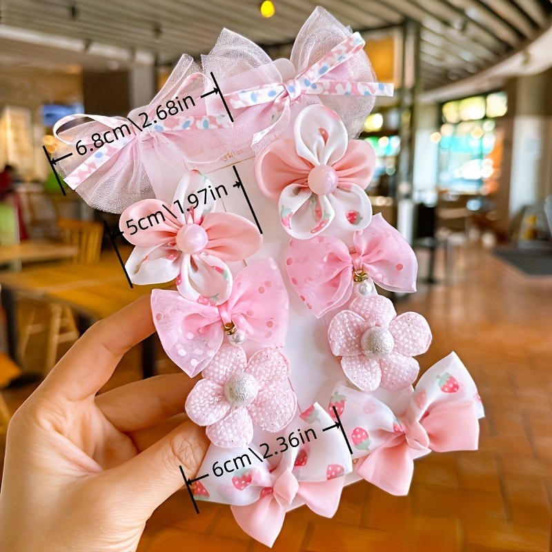 set 10 mesh bow flower hair clips adorable perfect an - Temu display picture 1