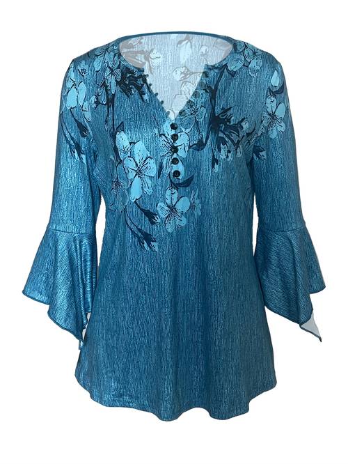 spring and autumn new printed nail irregular quarter sleeve t shirt casual top