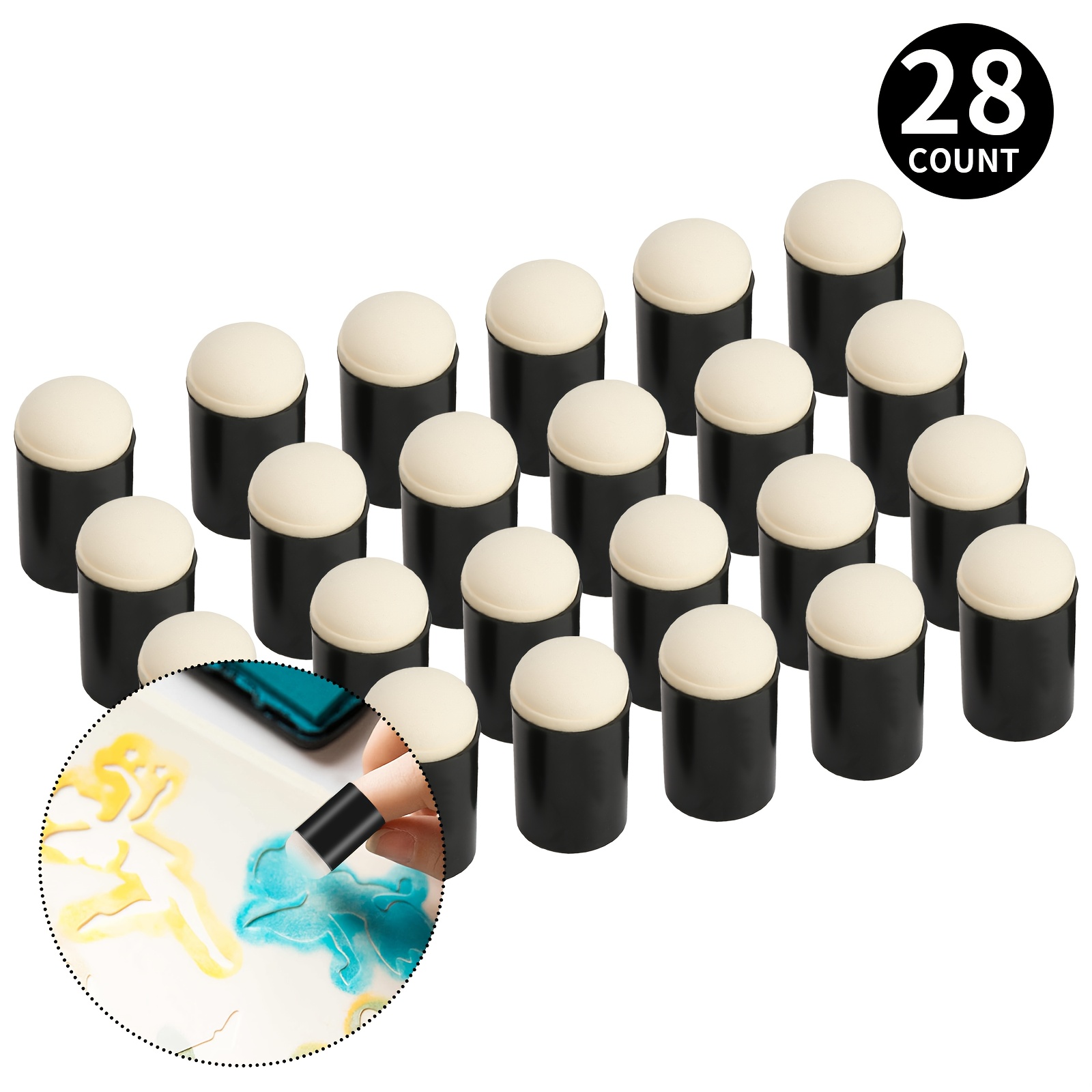 TEMU 28pcs Sponge Daubers For Crafting - Great For Applying Ink, Chalk, Paint, And More - Applicator For Stenciling, Sponging, And Detailed Effects,