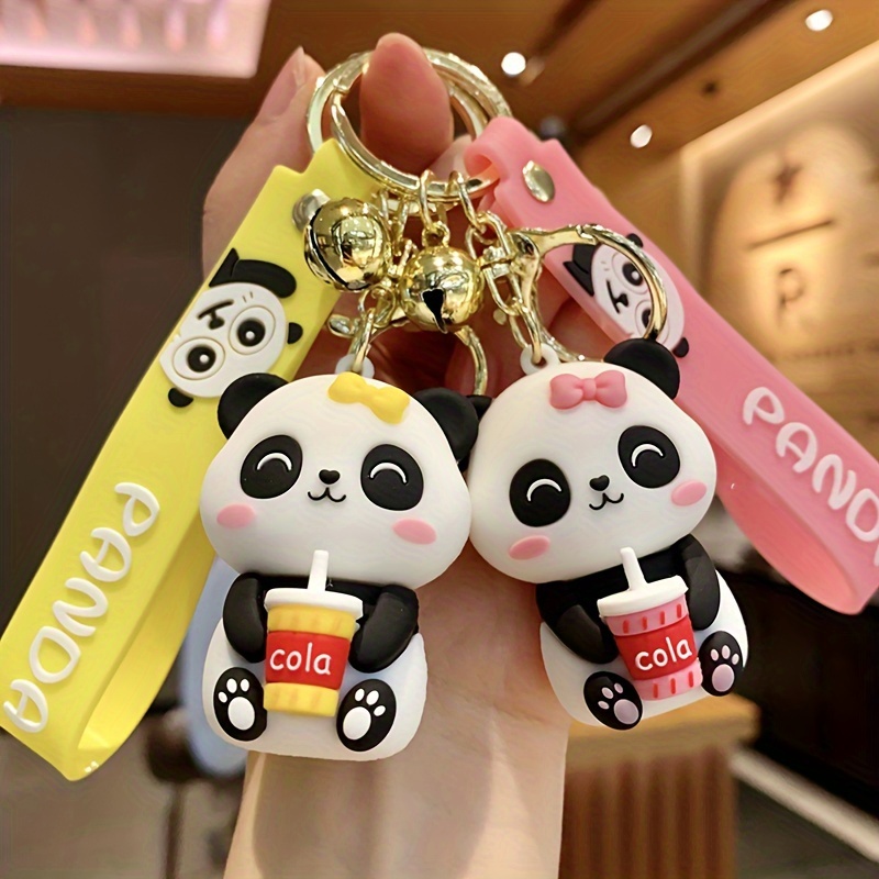 

1pc Cute Cartoon Panda Keychain Animal Pvc Doll Key Chain Ring Bag Backpack Charm Car Key Pendant Women Daily Use Boys Gift
