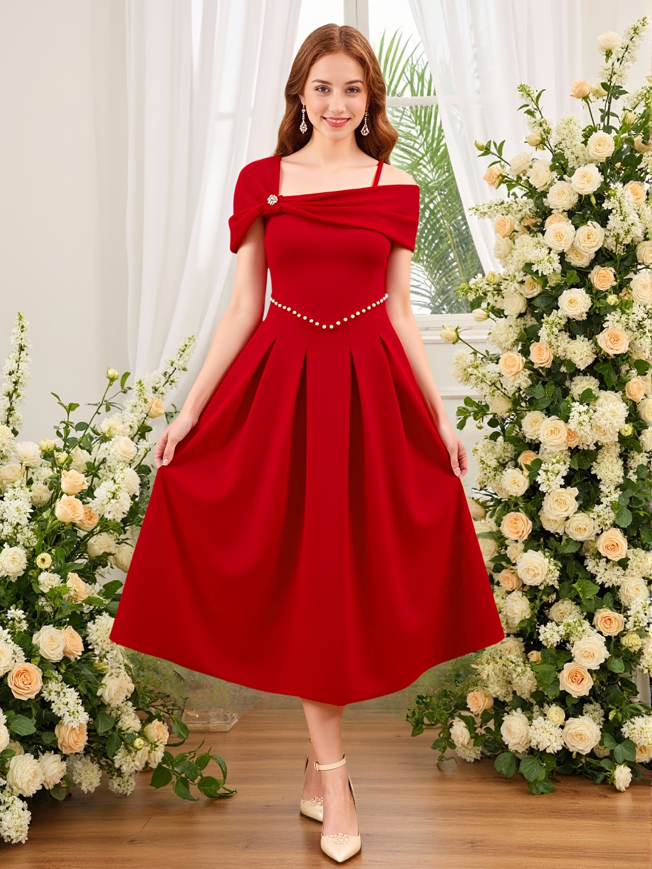 strapless open back dress Off Shoulder Tulle 3D Flowers Corset Red Quinceanera Dresses for Sweet –  Hebebridal