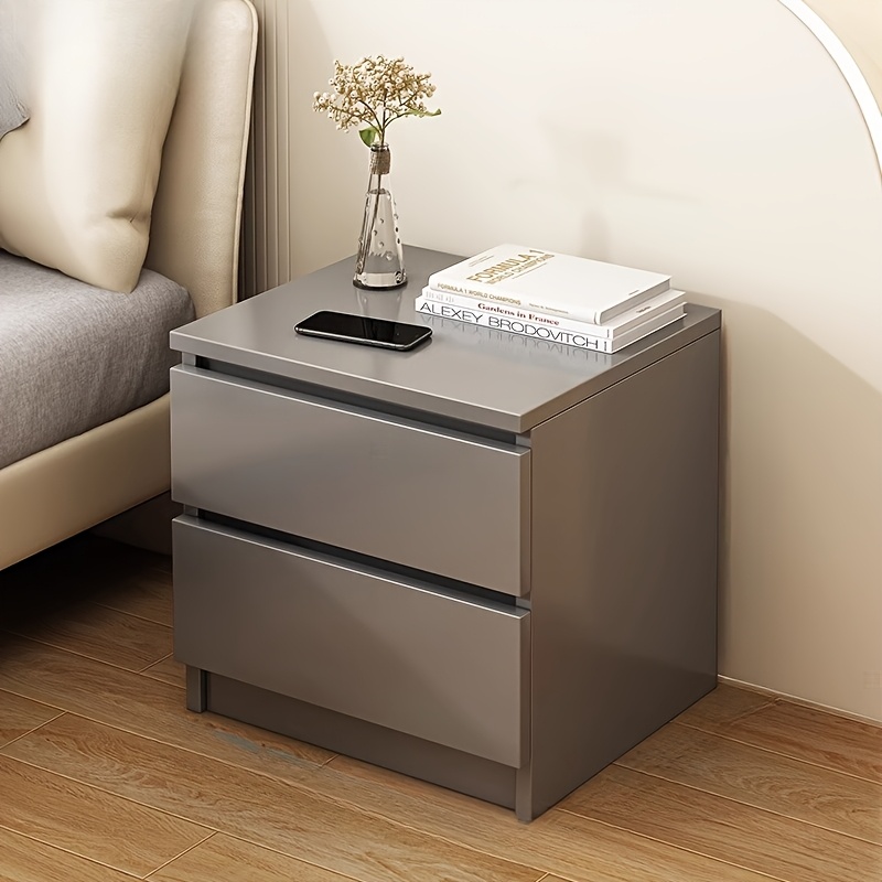 Scandinavian Modern Dual-Drawer Nightstand - Minimalist Bedside Storage Cabinet with Hidden Compartments, Multi-Functional Display Shelf, Light Brown Wood Finish, Perfect for Bedroom &amp; Living Room, Bedroom Storage|Minimalist Design|Engineered Wood Top, Nightstands