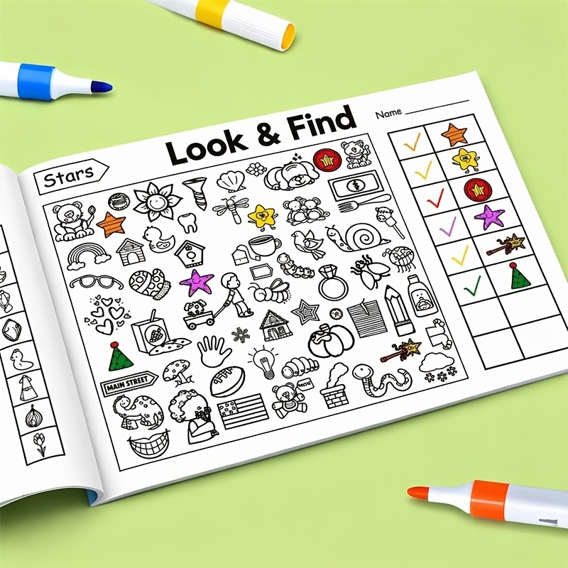 Interactive Hidden Objects Book, "Look And Find" Coloring Book