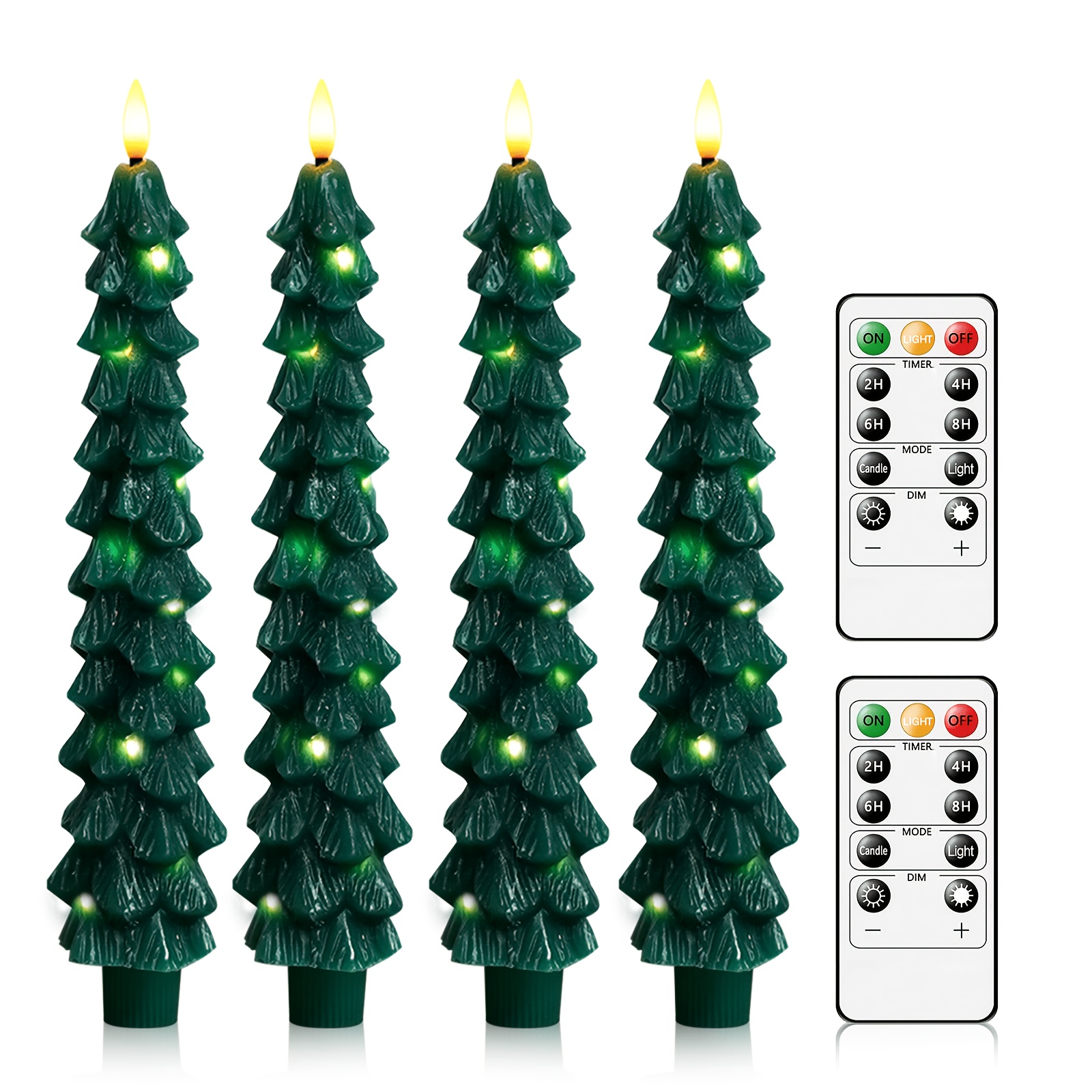 TEMU Sasigeiaa 4pcs Christmas Tree Flameless Real Wax Candle Lights With Remote Controls Built- String Lights Suitable For Indoor Decoration Bedroom