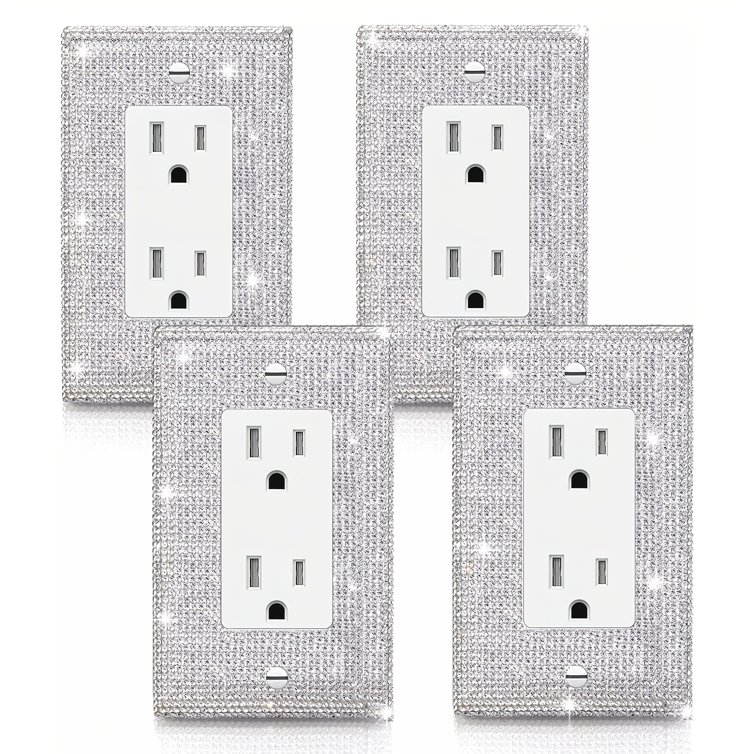 

4pcs Luxe Wall Plate Covers, Polished , Screw-in Mounting, No Electricity Or Battery Needed, Decorative Light Switch And Outlet Covers