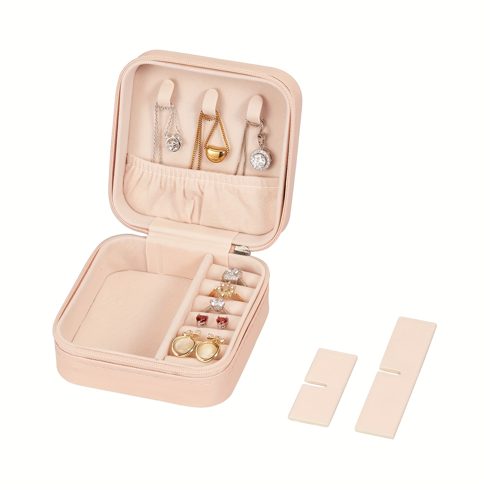 4pcs vintage floral animal pattern jewelry box set   leather mini travel cases with zipper dustproof for earrings necklaces bracelets festive design in red green brown storage box childrens jewelry boxes Product details 1