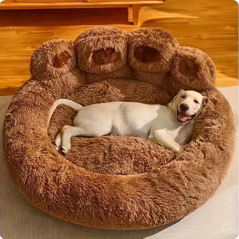 

Paw Shaped Pet Bed Dog Nest, Long Plush Soft Dog Sleeping Bed Cushion Sofa