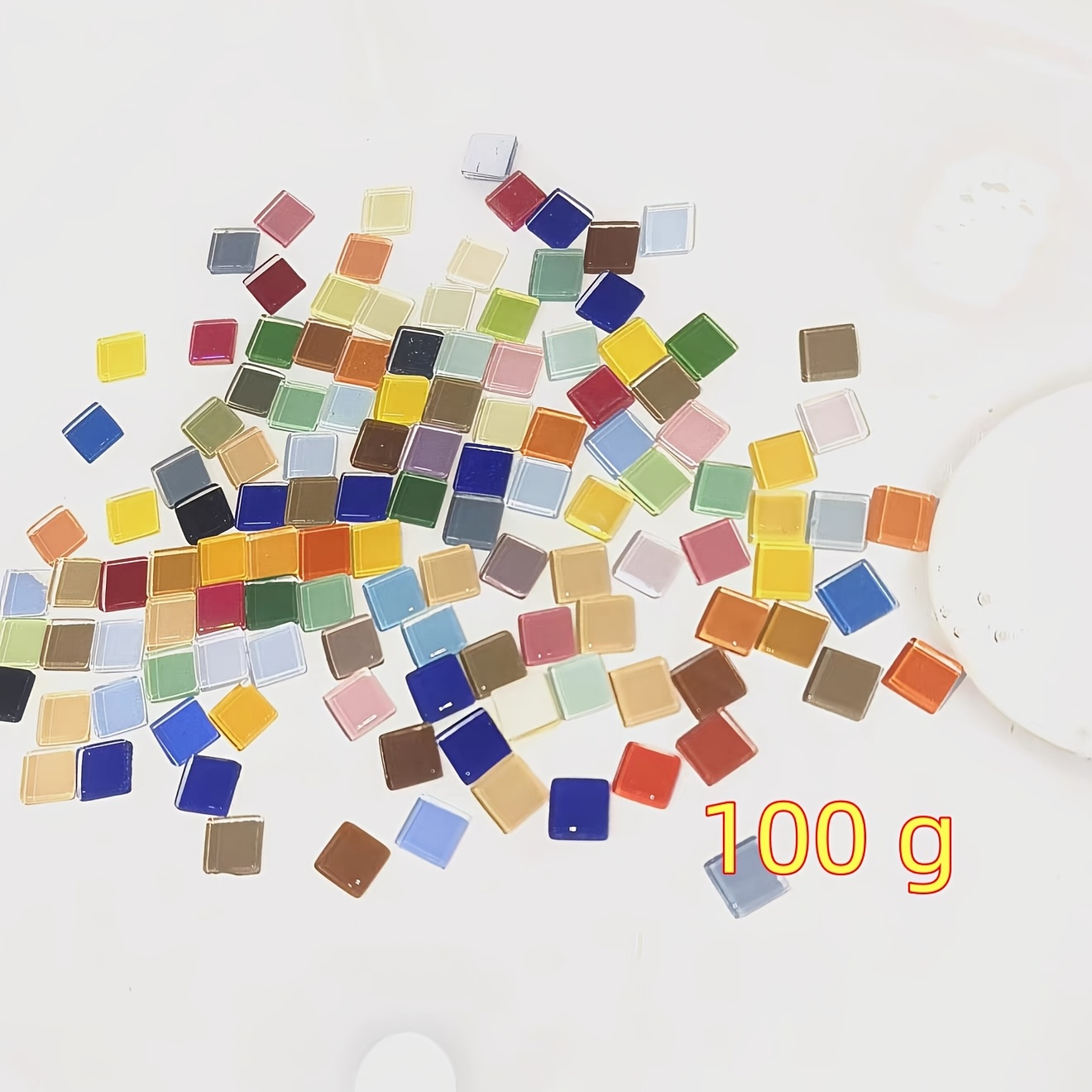 TEMU Carreaux de mosaïque en verre carrés de 100 g, 0,39 pouce, matériau artisanal fait main pour bricolage, art, peinture, artisanat, peinture,