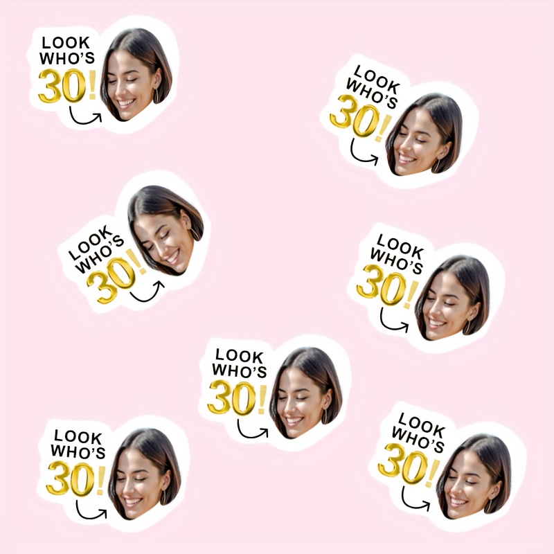 Image of Custom Photo Stickers Personalized Birthday Stickers For 20, 30, 40, 50, 60 And 70 80 Birthday Party Adult Birthday Decorations