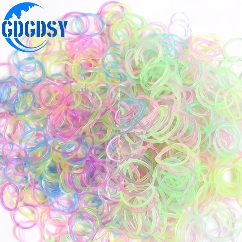 TEMU 1300pcs Loom Band Set Bracelet Making Kit Transparent Fluorescent Luminous Loom Band Kit Colorful Rubber Loom Bands Starter Kit With And Other