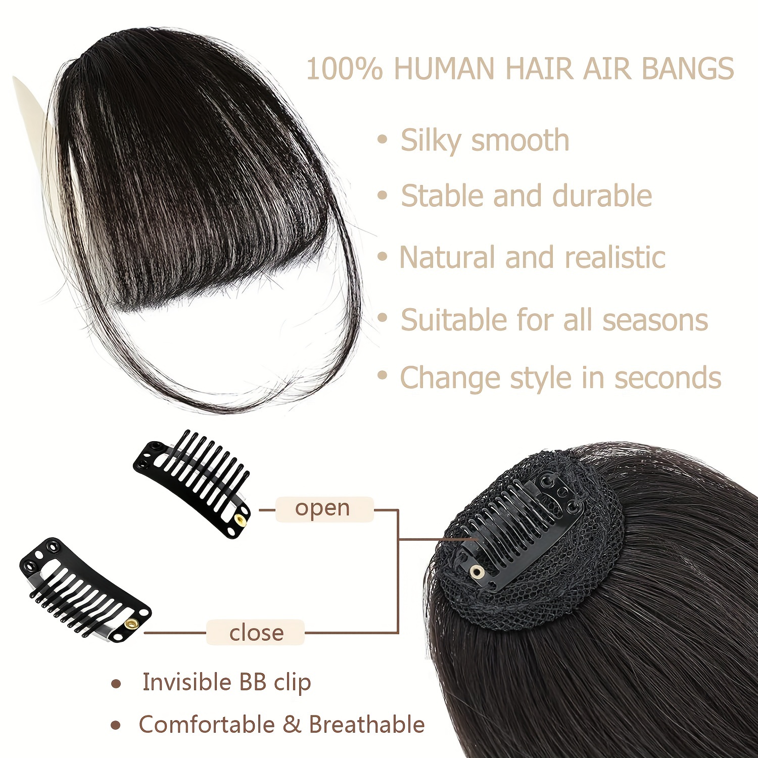 100 real hair clip style bangs with storage box thin bangs clip   bangs sideburns and fine bangs hair extension suitable for womens daily   accessories details 2