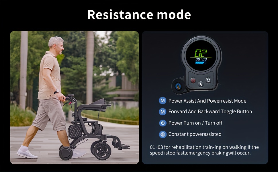4in 1 intelligent electric wheelchair rollator walker with seat lightweight foldable transport wheelchair combo detachable footrests 10 wheels for seniors adults Product details 2