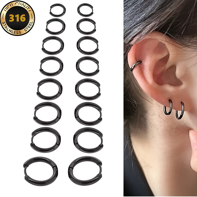 TEMU Pendientes minimalistas y modernos de estilo coreano con clips y aros, pendientes de piercing hip- un de , adecuados para hombres como para