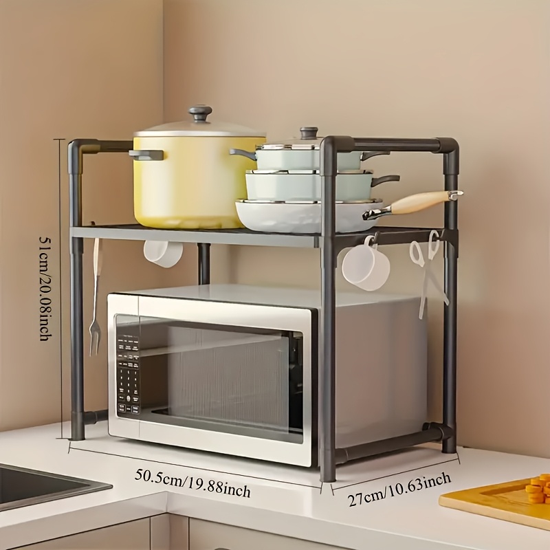 TEMU 2-tier Microwave Stand With Grid Rack, Spacious And Sturdy Kitchen Organizer For Microwaves, Toasters, And Appliances, Includes Handles And