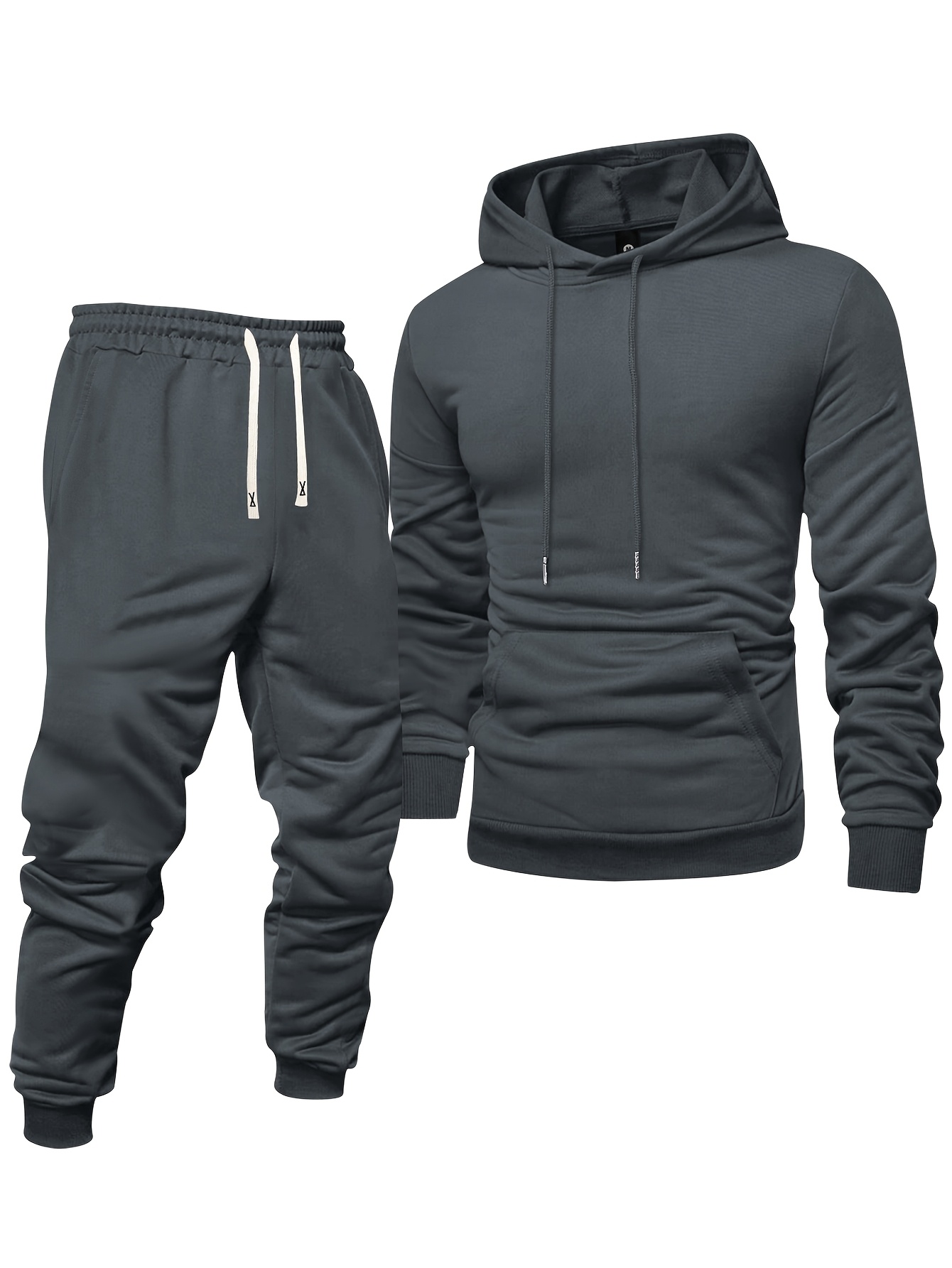 Ensemble de sport décontracté pour homme, 8 pièces : sweat-shirt à capuche + pantalon de survêtement, automne et printemps, couleur unie, pull uni, manches longues, capuche, cordon de serrage, taille élastique, pantalon côtelé à chevilles.