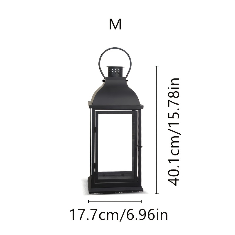 Black Wrought Windproof Lamp Horse Lamp Lantern Candlestick Ornaments Lantern Wedding Props Road Guide Moving Fire Proposal Props Aromatherapy Candle Wax Melting Lamp