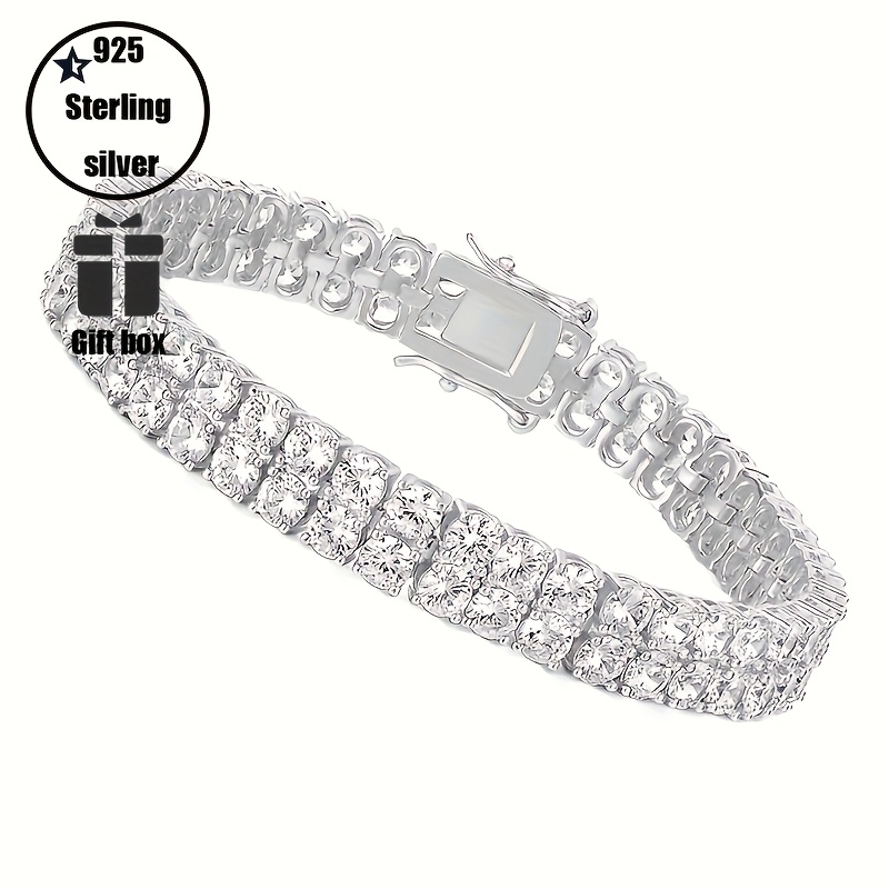 925 Sterling Silver Bracelet With 106pcs Of 0.2ct Mozambique Stones, With Gift Box