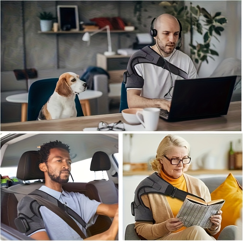 wireless heating shoulder wrap and massager 3 heat 3 vibration settings adjustable straps suitable for shoulders and knees portable shoulder heating pad home and travel massager Product details 1