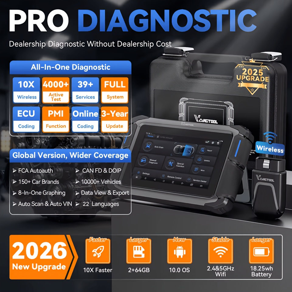 2026 VDIAGTOOL VD70S&39 +reset&3-year Free Update, FCA/CAN FD/DoIP, EUC Coding, 2+64G&type-c Fast Charging, Wireless OBD2 Scanner Diagnostic Tool