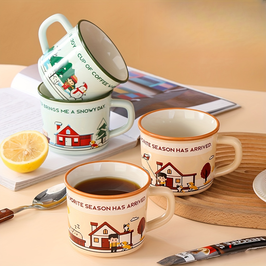 Taza de café grande de 500ml, taza de té, taza de porcelana elegante con  tapa, cuchara, tazas para parejas, regalos creativos para amigos y  familiares