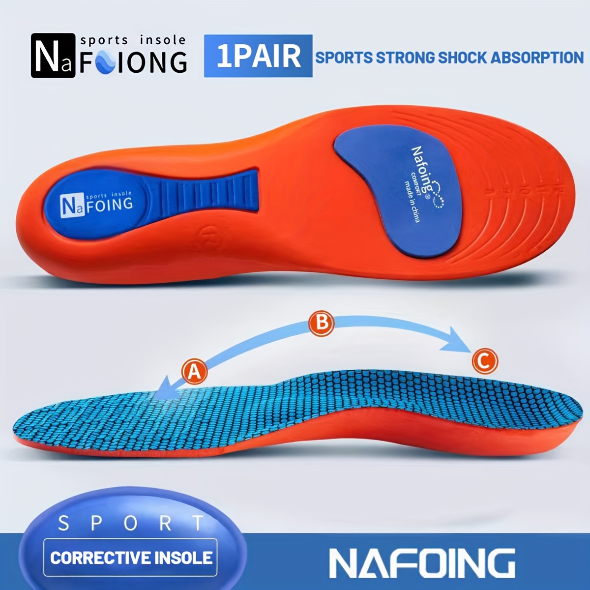 Breathable Sport Insoles For Shoes Sole Shock Absorption
