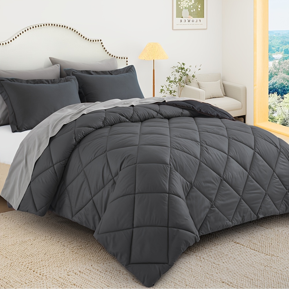 TEMU Queen Size 2/3pcs Reversible Comforter Bedding, Red And Black Comforter Set Queen/king Size, Bed Comforter Bed Set For All , 1 Comforter And 1/2