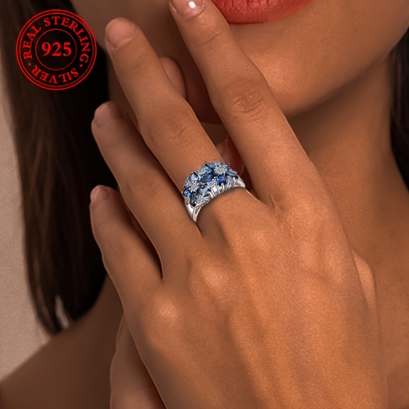 

Bague florale en argent S925 colorée, et élégant , accessoire de bijouterie personnalisé.