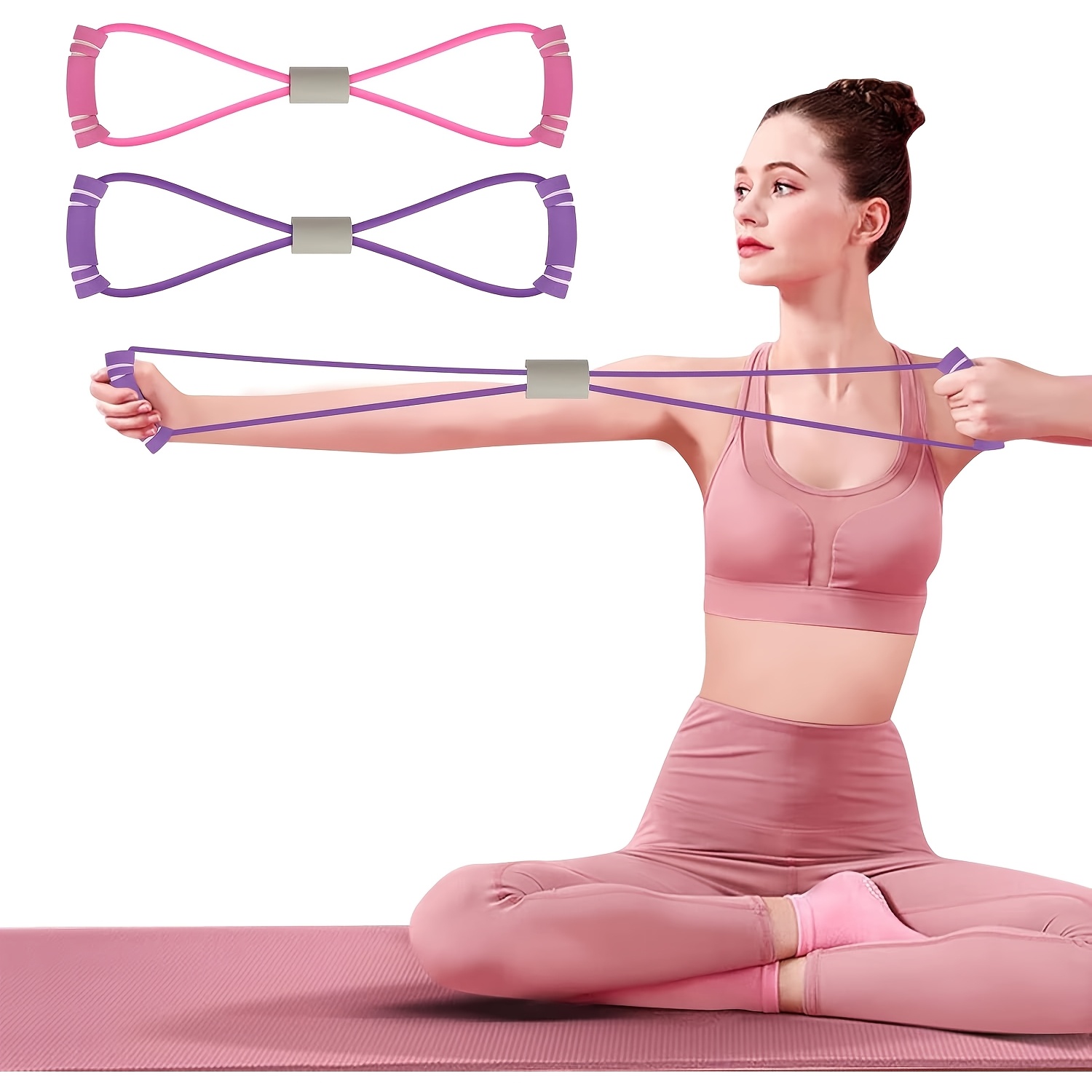 TEMU 2pcs Figure-8 Resistance Bands, Yoga Stretch Resistance Bands, Pull Ropes, Chest Arm Shoulder Stretch Bands, Home Workout, Strength Training