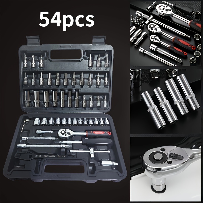 TEMU 899/54pcs Professional Tool Set, Multi-functional Toolbox, Portable Design, For Home And Car Repair, A Tool Set For Enthusiasts And
