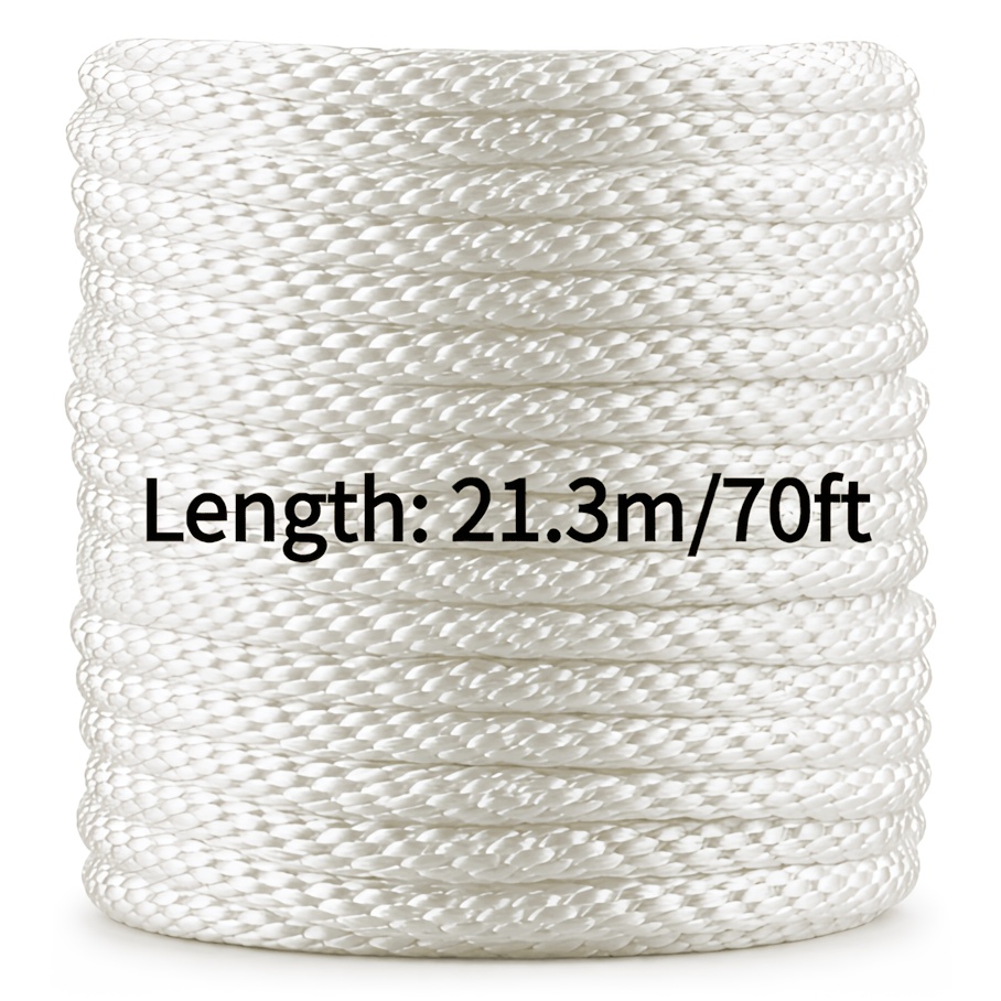 TEMU Witte Geweven Polyester Touw, Multifunctioneel Tali Koord, Waslijn, Vlaggenstok Touw, Duurzaam en Slijtvast, Makkelijk te Knippen en Koppelen